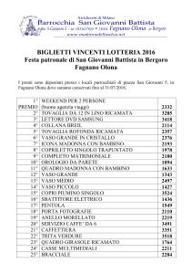 biglietti vincenti lotteria patronale 20161