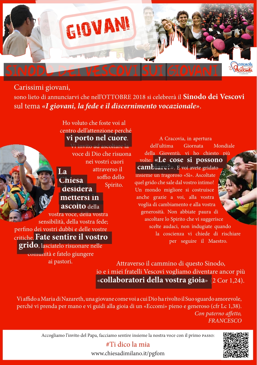 Volantino Sinodo dei Vescovi sui giovani 2018 - #Ti dico la mia1