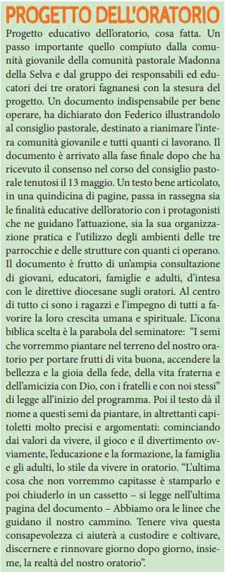 progetto ooratorio