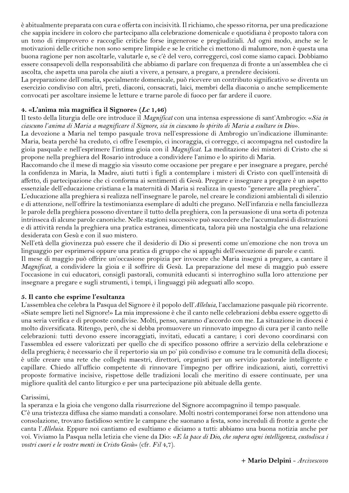 Lettera arcivescovo tempo di Pasqua4