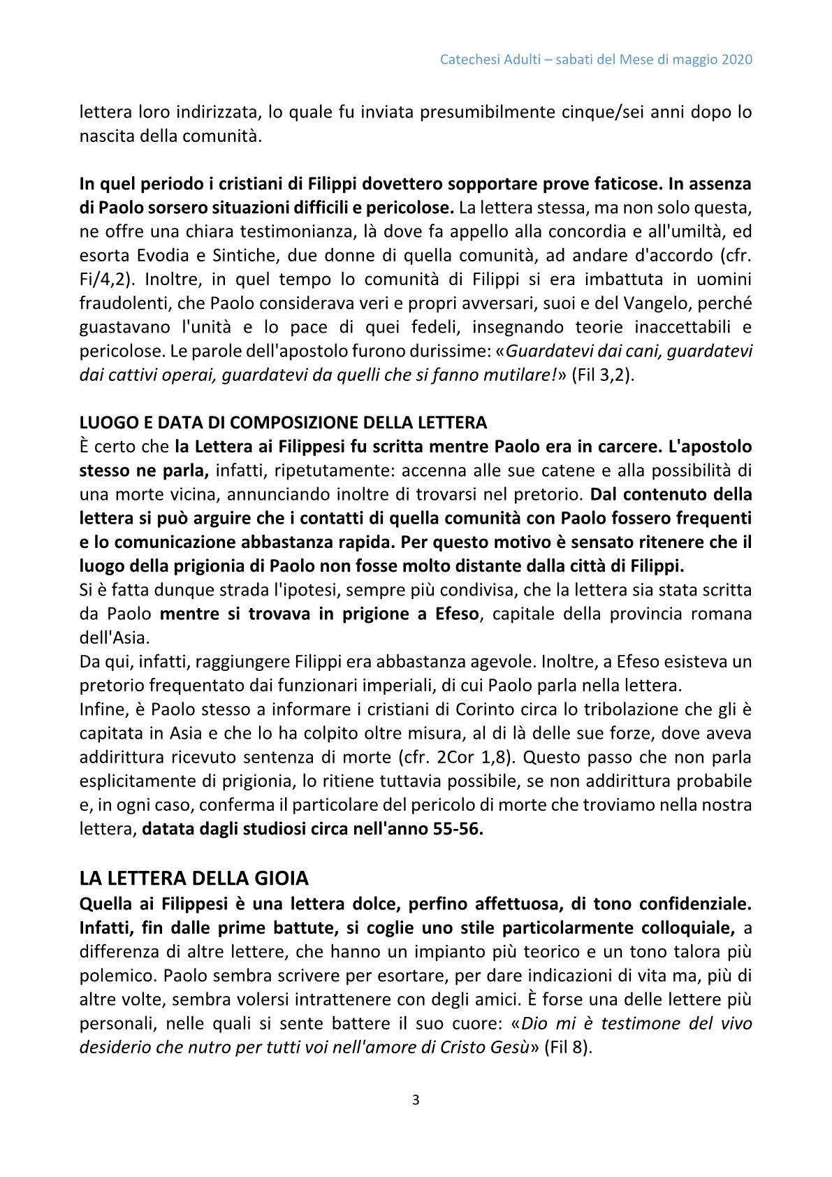 I sabato catechesi adulti - IL VANGELO AL CENTRO3