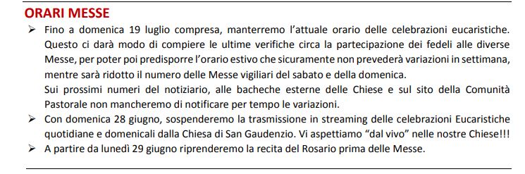 orari messe