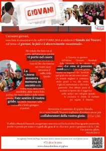 Volantino Sinodo dei Vescovi sui giovani 2018 - #Ti dico la mia1
